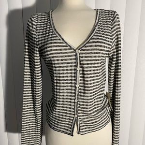 NWT Juniors  Stripe long sleeve front button Top